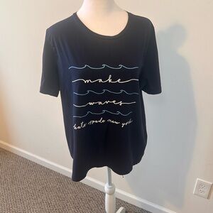 Kate Spade New York Make Waves Short Sleeve Graphic T- Shirt Navy Size XL